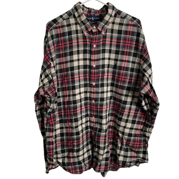 Vtg Polo Ralph Lauren Mens Button Down Classic Fit XXL Stewart Tartan Flannel - Picture 1 of 7